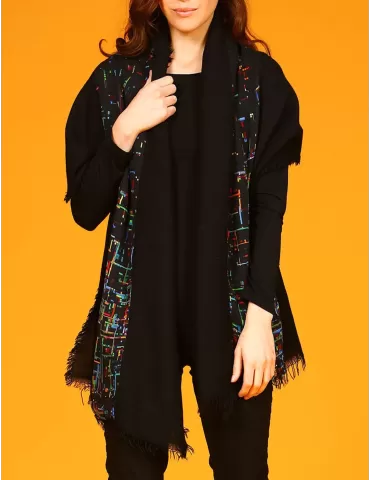 Stola nera in lana Aventures des toiles